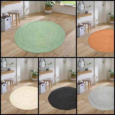 Jute-Teppich Mani Colour, rund, flachgewebt, Boho, Taracarpet - Sisal-Optik