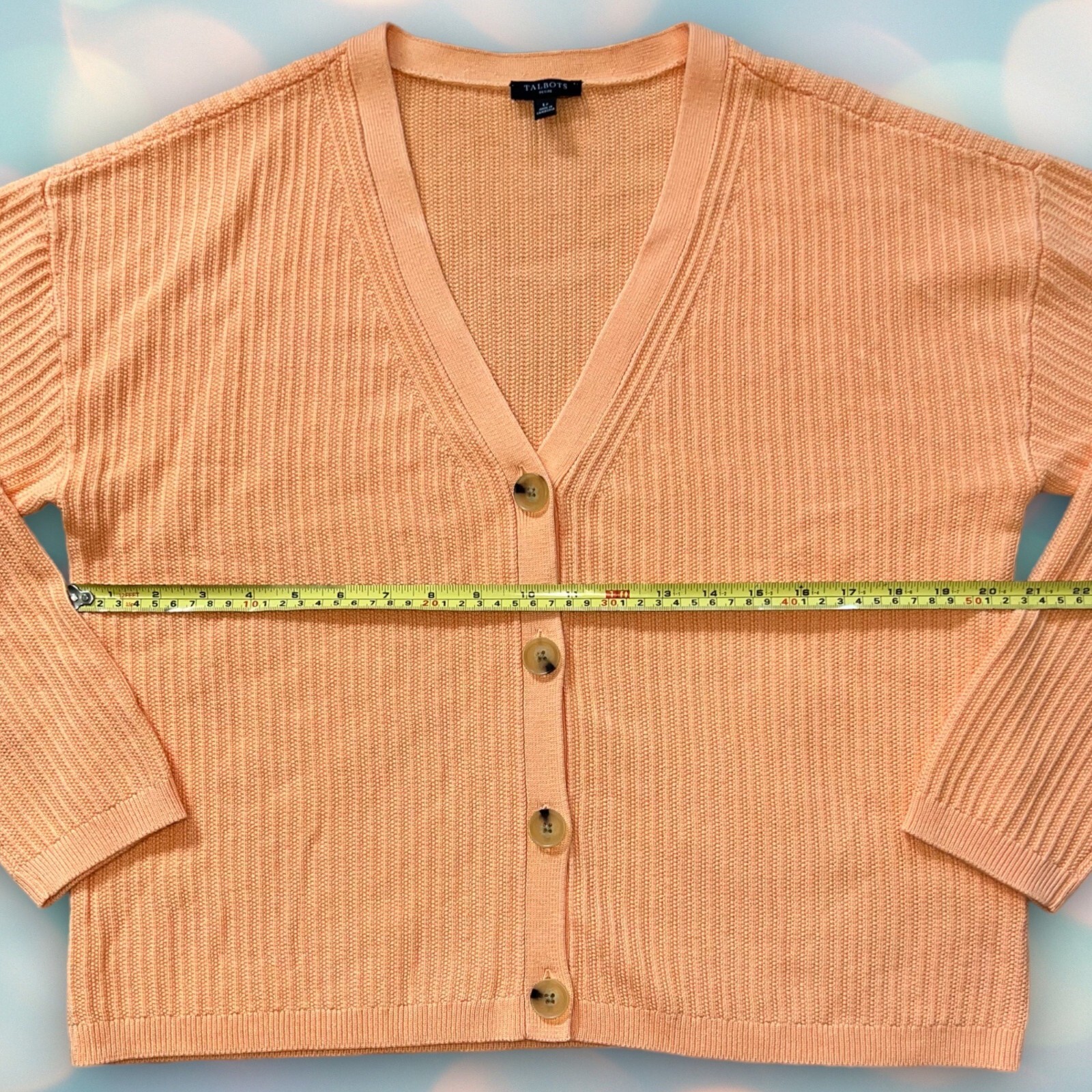 Talbots Women’s Orange Ribbed V-Neck Button Down … - image 3