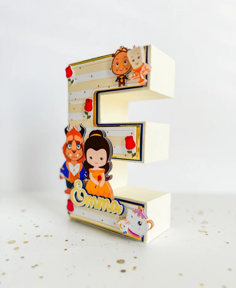 La Bella y la Bestia - Letras 3D, Fiesta de Cumpleaños, Decoración de Fiesta Infantil Foto 4 de 4