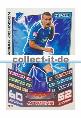 Match Attax Extra 13/14 - 474 - FABIAN JOHNSON - 1899 Hoffenheim