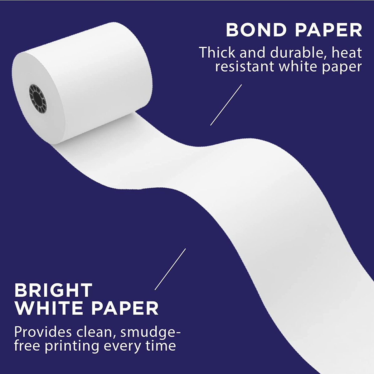 Upgrade Office Supply Receipt Paper - 50 Rolls, 1-Ply Bond, 3\" X 165\' For POS Cash Registers, White (UPG4001B) - View #7