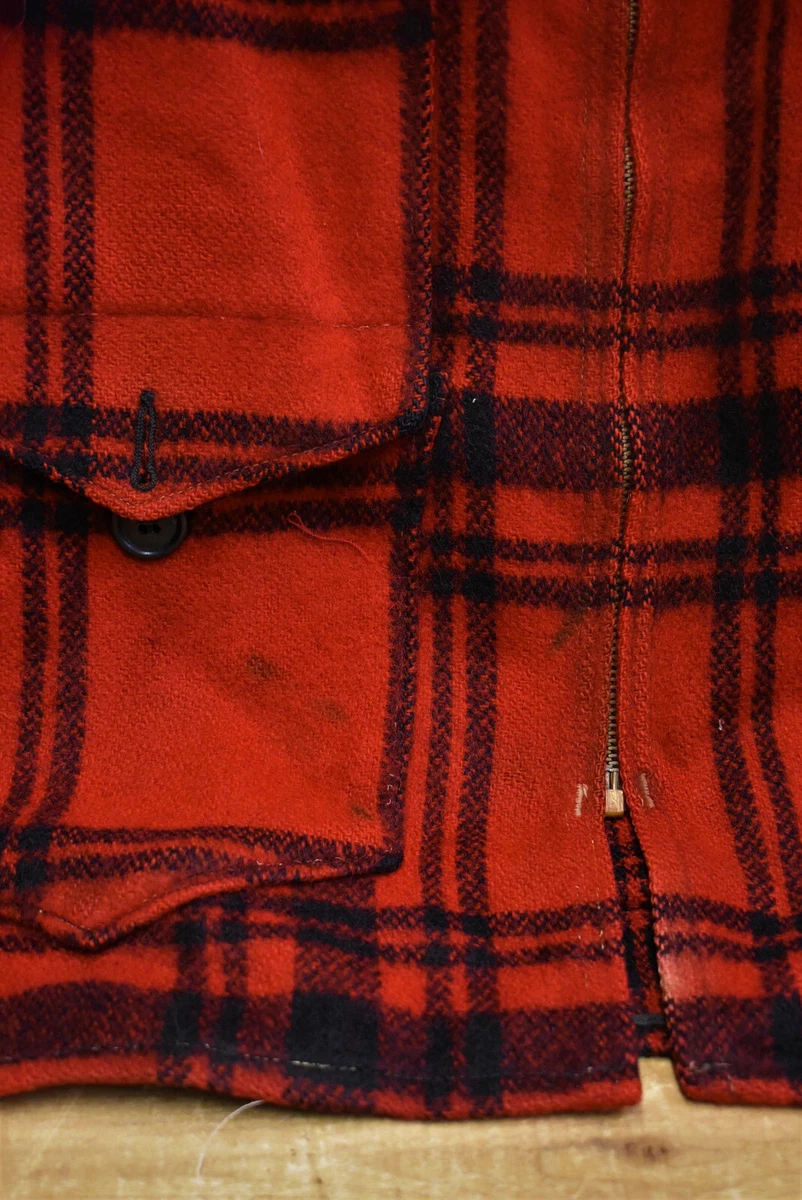 1940-1950's Vintage Hercules Sears Red Plaid Zip Wool Jacket Size ? Talon Zipper