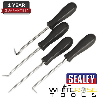 Sealey Mini Hook Pick Set 4pc O-Ring Cotter Pin Oil Seal Removal Tool Set Kit