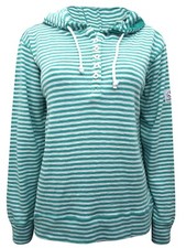 Lazy Jacks SEA-FOAM Pure Cotton Striped Hooded Top - Size 8 to 18  XS to XXL