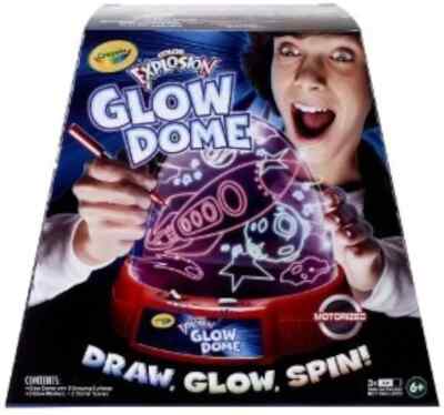 New Crayola Draw Glow Spin Glow Dome Motorized Kids Color Explosion Art Toy