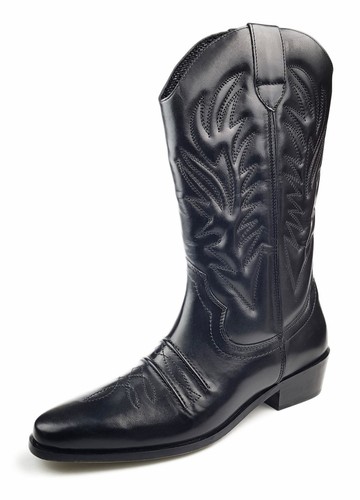 Woodland Gringo Western da uomo in pelle Stivali Da Cowboy Nero a Punta  M699 | eBay