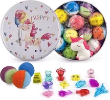 Bath Bombs for Kids, 12pcs Bath Bombs with Surprise Crystal Toys Inside, Handm