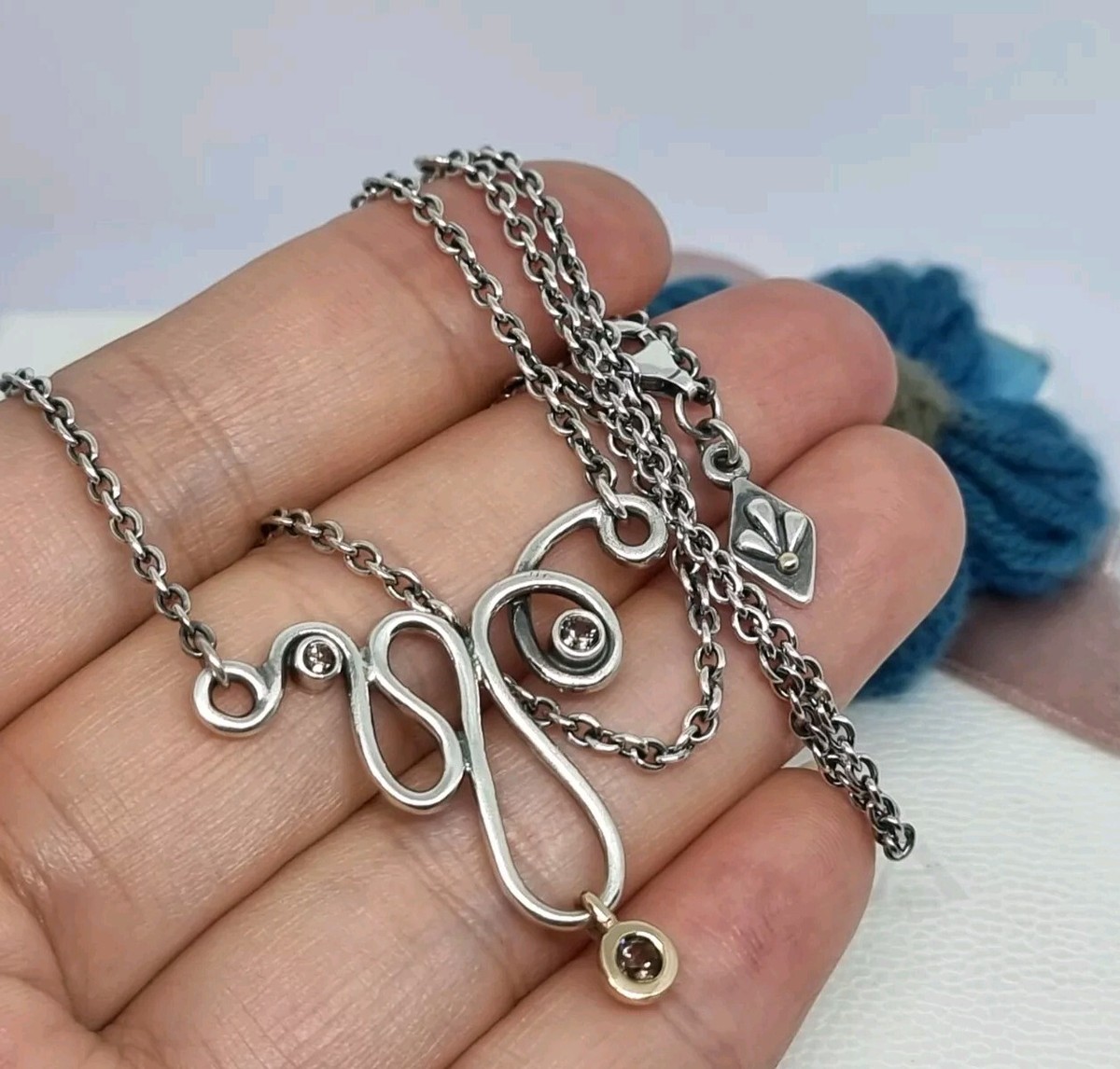 Genuine Pandora Silver 14k Gold Smoky Quartz Infinity Necklace