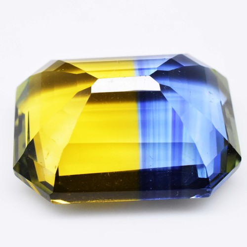 Flawless Bi-Color Pitambari Sapphire 34 Ct Radiant Cut Certified Loose Gemstone - Picture 3 of 4