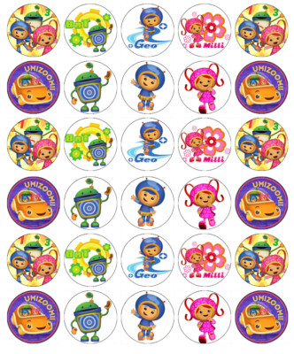 30x Team Umizoomi Cupcake Topper Essbar Oblate Papier Fee Tortenaufleger