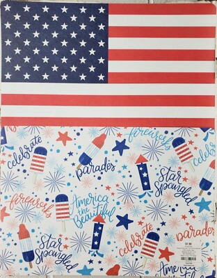 Set of 3 Same Plastic Reversible Placemats,12''x17'', PATRIOTIC USA FLAG & ICES,HL
