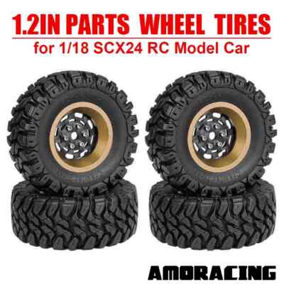 Wheel Tires 62x24mm 7mm Adapter 1.2 In for 1/18 RC Model Car SCX24 FMS Climbing