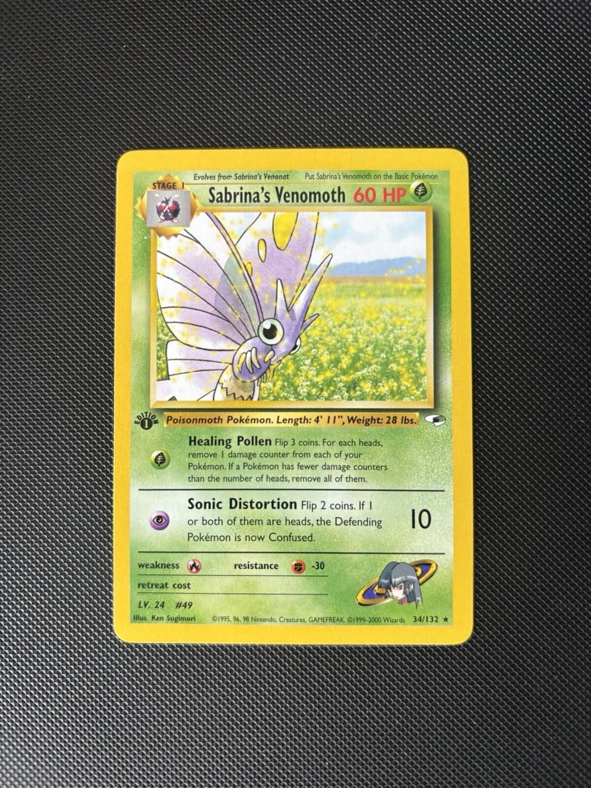 Pokemon Card Gym Heroes 1st Edition Sabrina's Venomoth 34/132 Rare WOTC Mint/NM