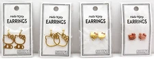 Hello Kitty Sanrio Daiso Limited Earrings Gold & Pink  (FOUR PAIRS) *NEW*
