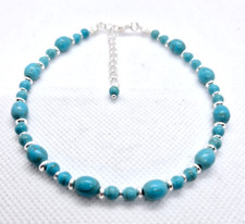 TURQUOISE BEADED ANKLE BRACELET ANKLET 9.75" + EXT 486