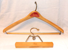 Lot 2 VTG Department Store Wood Pant Skirt Suit Clamp Hanger Sears Kerns Curved