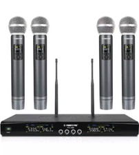 Phenyx Pro Wireless Microphone System, Metal Wireless Mic Set With 4 Cordless Mi