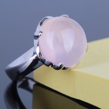 Pink Quartz 16.13ct Gemstone Women Ring Sterling Silver 925 Plate White Gold