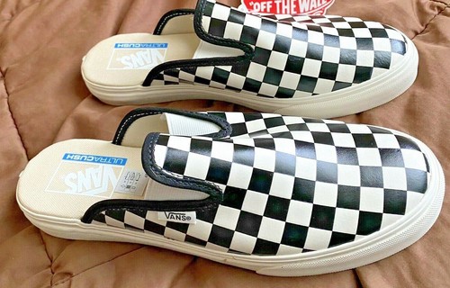 vans leather checkerboard mule