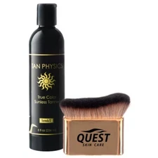 Tan Physics True Color Sunless Tanner 8oz w/ Tanner Brush by Quest Skin Care