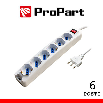 PROPART Multipresa 6pos bipasso/schuko spina16A interr.