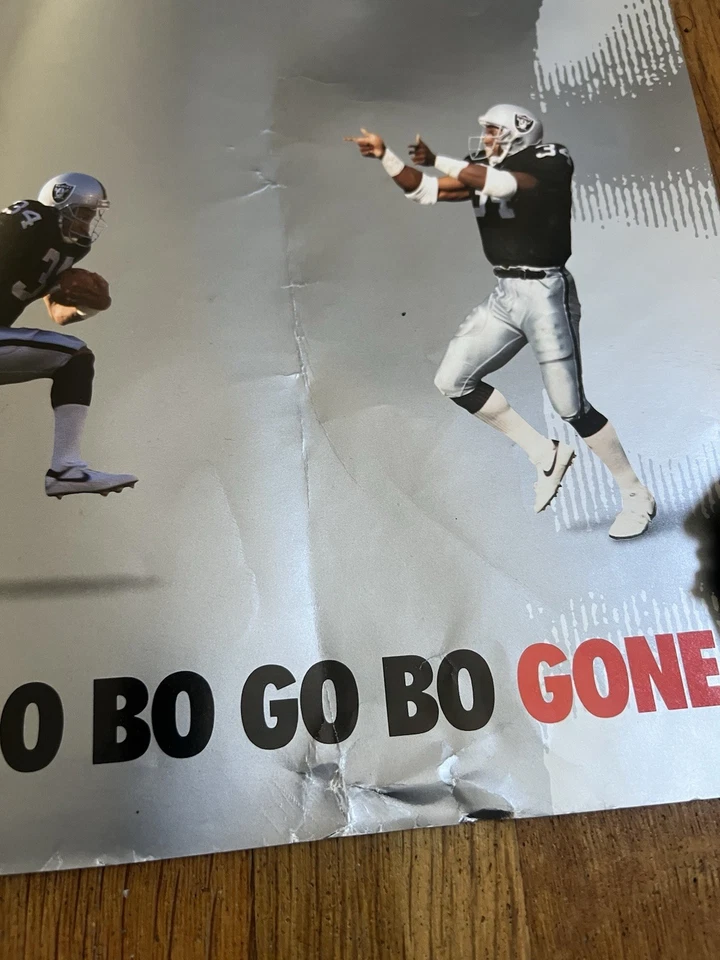 Vintage 90βs Nike Bo Jackson NFL Oakland Raiders βGo Boβ Poster Rare - Image 2 of 4