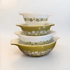 Pyrex Spring Blossom Crazy Daisy Cinderella Nesting Bowls Set 441 442 443 444