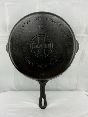 Vintage GRISWOLD Cast Iron SKILLET Frying Pan # 10 LARGE BLOCK LOGO