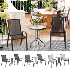 3 Pieces Bistro Set, Garden Furniture Set with Stackable Chairs