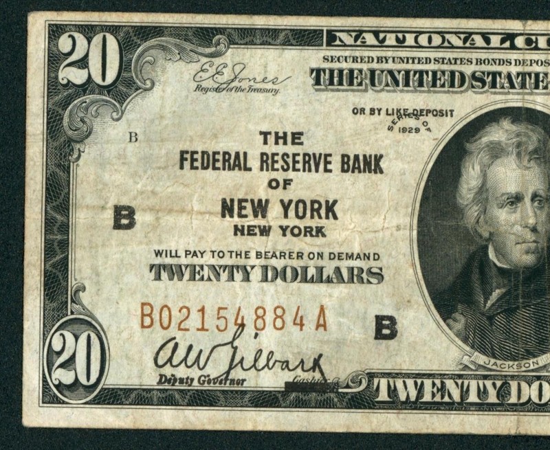 New York - $20 1929 National Currency ** DAILY CURRENCY AUCTIONS