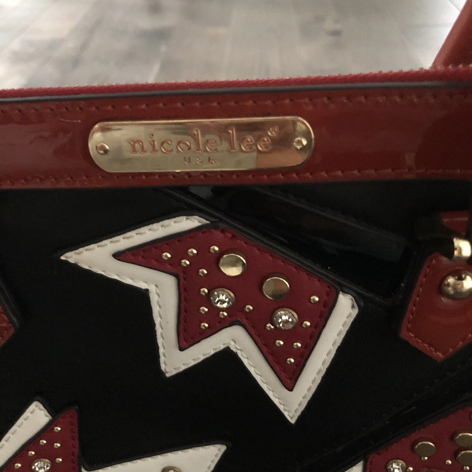 Bolso de Mano NICOLE LEE EE EE. UU. Negro Rojo y Blanco 10x 10 Foto 2 de 4
