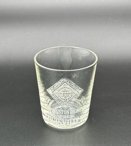 Thompson Straight Whiskey Etched Shot Glass / Louisville KY Antique Advertising