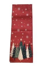 Christmas Table Runner 13x72in Woven Polyester Christmas Trees Snowflakes