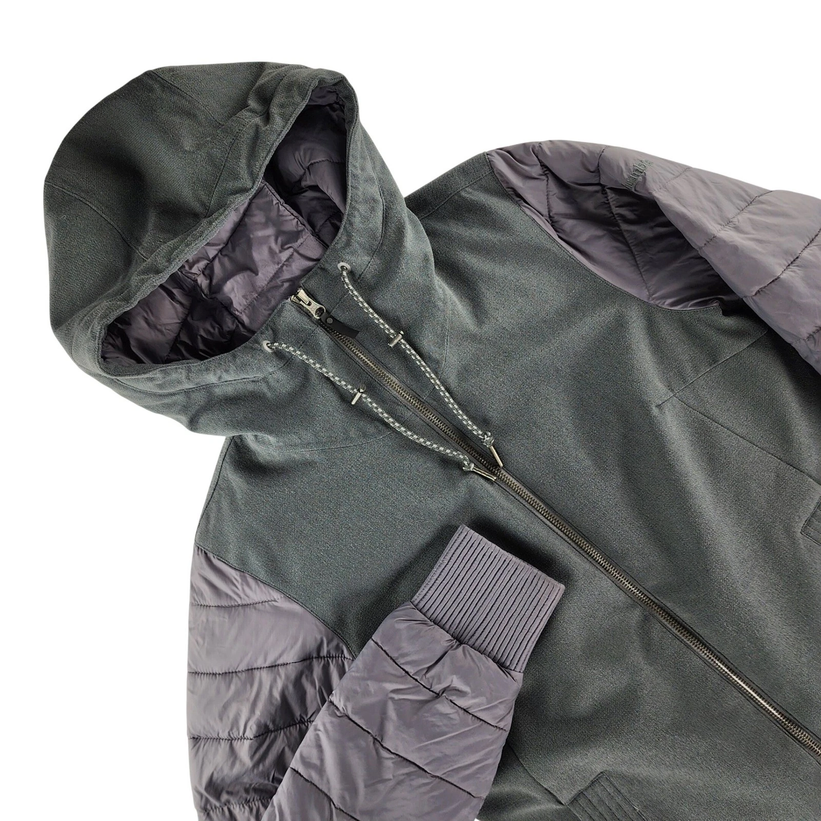Columbia Hooded Parka Women S Grey Mixed Media Quilted Softshell Jacket