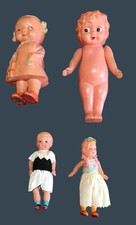 Celluloid Vintage Kewpie Plastic Dolls Lot of 4 Antique Toys String Joint 1930s