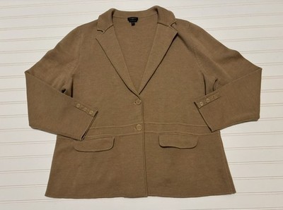 Talbots Plus Size 2X Pure Merino Wool Brown Blazer NWOT