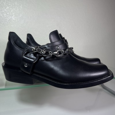 Paco Rabanne Ankle Boots Womens US 5.5 IT 36 Leather Slip On Low Booties Chain