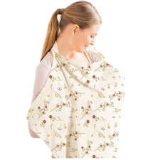 Muslin Nursing Cover for Baby Breastfeeding w/ Rigid Hoop-Breathable 100% Cotton
