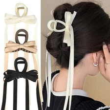 Satin Stylish Bow Ribbon Hair Claw Clip Long Tassels Types Non Slip Hair Tie A⇓