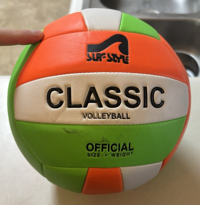 Sure Style Clothing Brand Volleyball (Green, White, & Orange) USED, Deflated