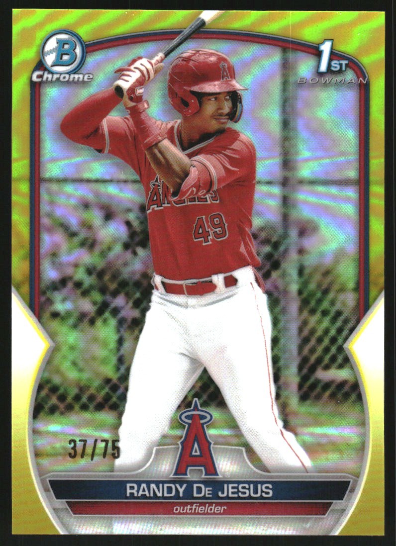 2023 Bowman Chrome Prospects Yellow Refractors #BCP19 Randy De Jesus /75