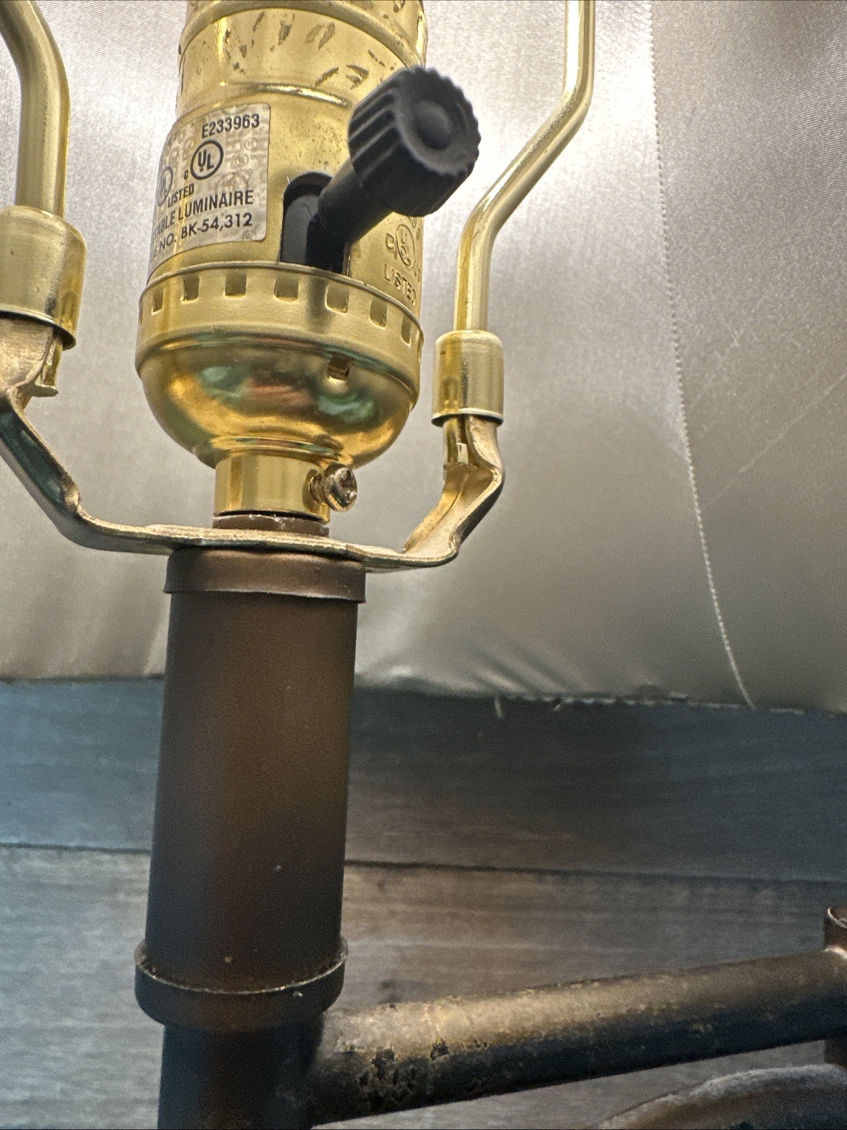 Vintage MCM Tall Table Lamp Swing Arm And Green Shade 28”