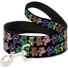 Dog Leash 6-FEET Dancing Bears Black/Multi Color WIDE 1.5"