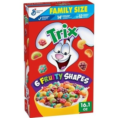 3 Pack Trix Breakfast Cereal Fruit Flavored Corn Puffs Family Size 16.1 oz