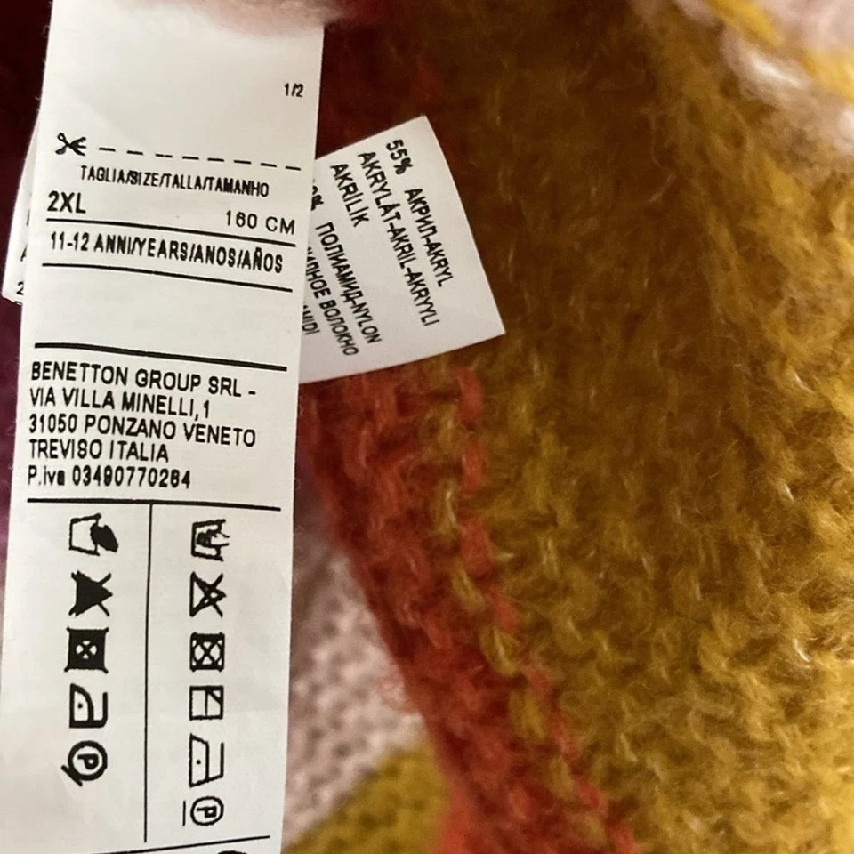 United Colors Of Benetton Multicolor Striped Knit Wool Blend Sweater Size 2XL - Image 4 of 4