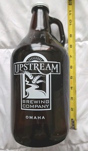 Upstream Brewing Company Beer Growler Omaha Nebraska 64 FL OZ
