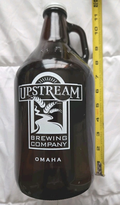 Upstream Brewing Company Beer Growler Omaha Nebraska 64 FL OZ