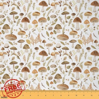 Feelyou Mushrooms Fabric 5 Yards White