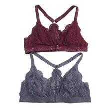 Victoria's Secret Bralette Women's Size Medium Lot of Two Red Purple Lace