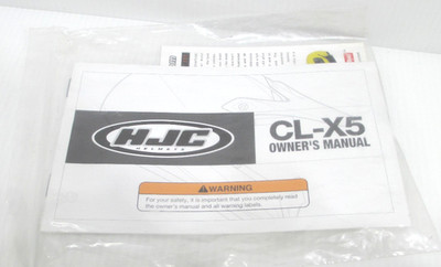 HJC CL-X5 Helmet Owner's Manual with one silver Helmet Screw